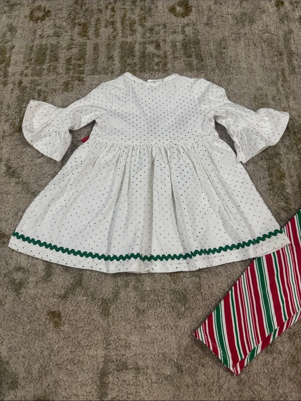 Bonnie Jean Toddler Girl Christmas Tree Top & Striped Leggings 2T